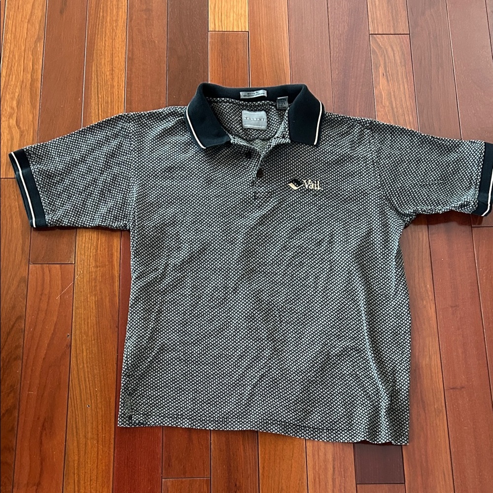 Vail Black and White Polo Shirt, Men’s XL